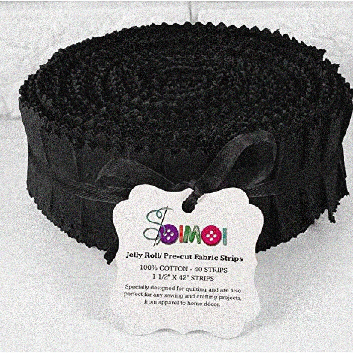 40Pcs Black Cotton Jelly Rolls Precut Fabric Strips