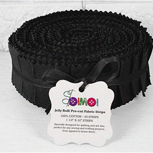 40Pcs Black Cotton Jelly Roll Fabric Strips