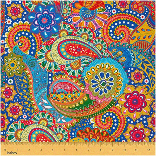 Flower Power Fabric Waterproof Paisley Floral 3 Yards