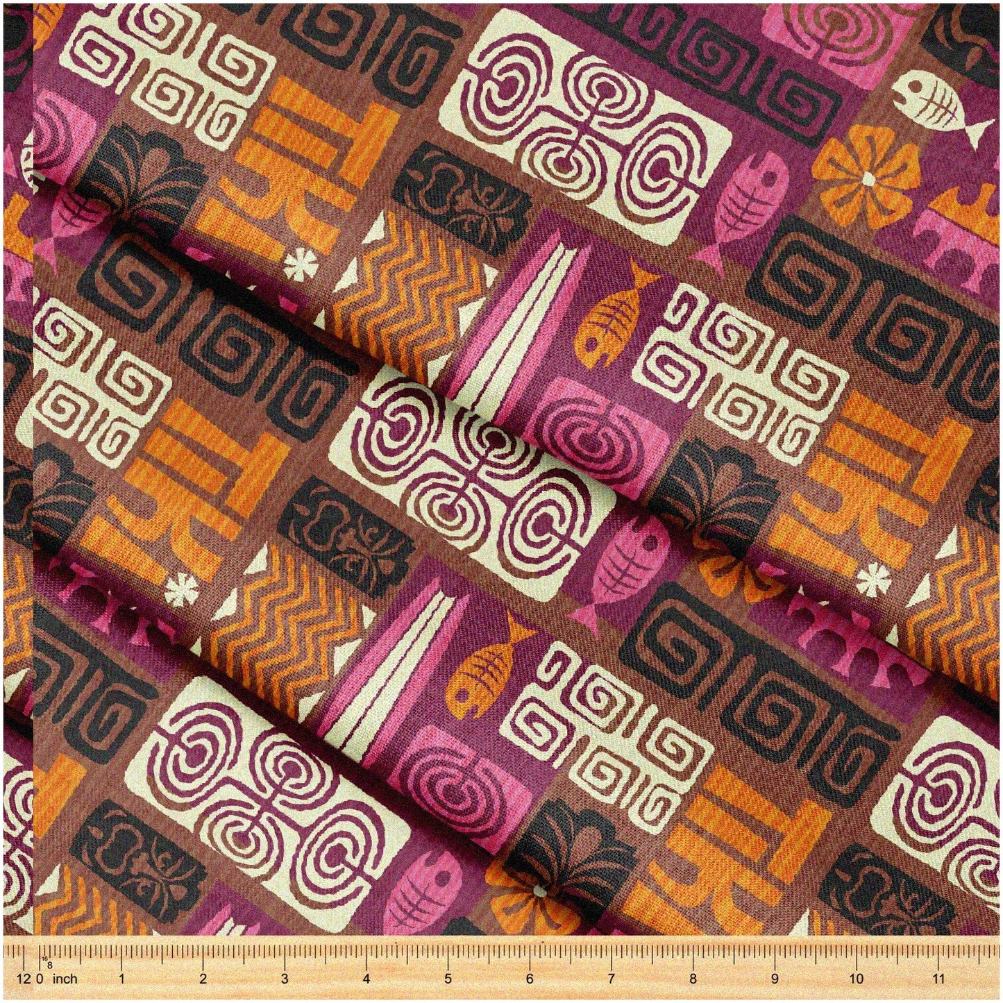 Exotic Tiki Fabric 58" x 1 Yard for Sewing and Decor