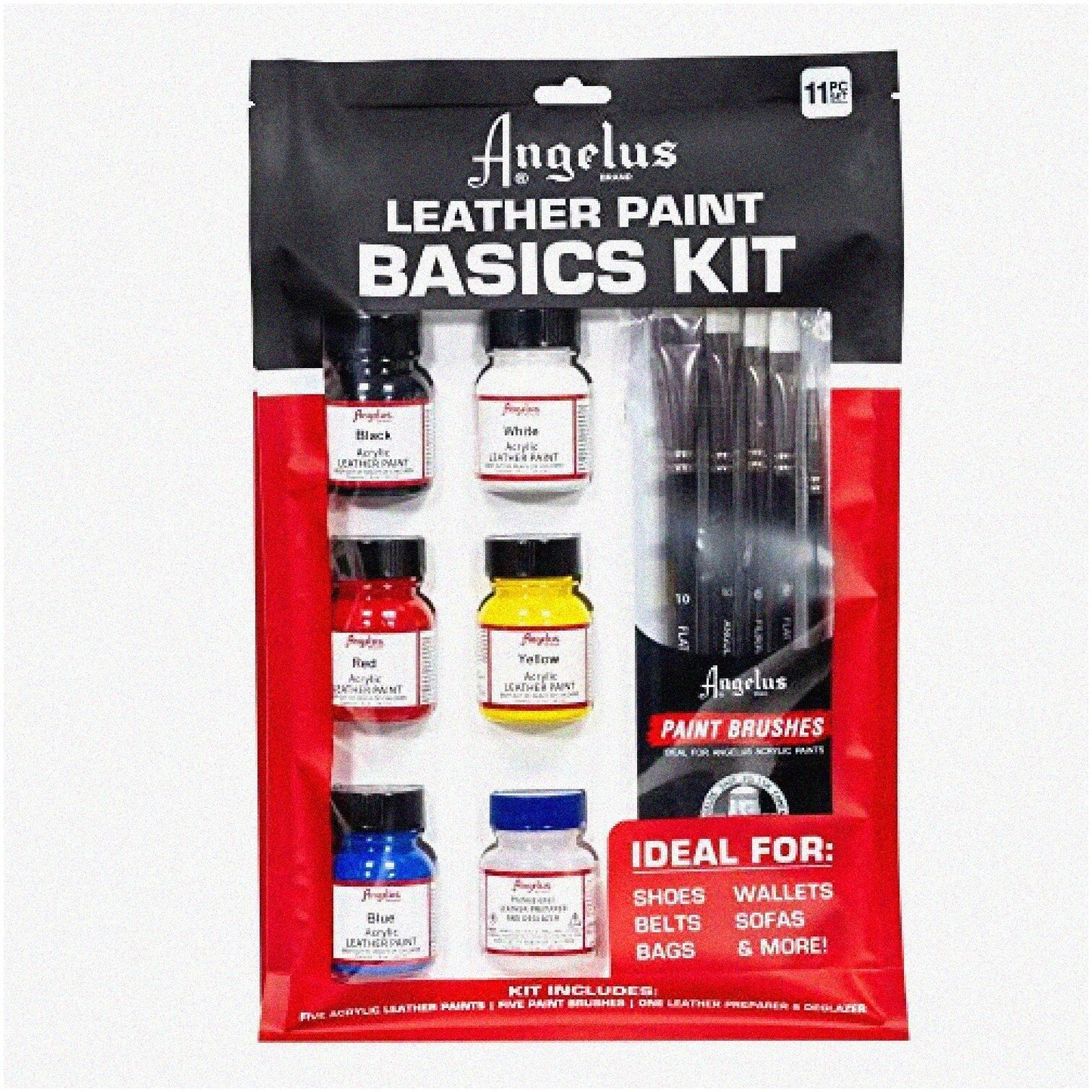 Leather Painting Set with 5 Paints and 5 Brushes