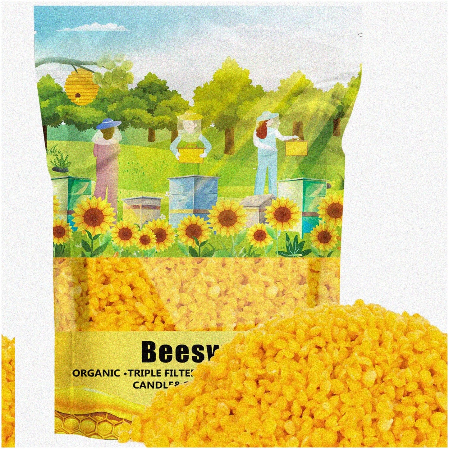 Golden Glow Beeswax Pellets 1lb for DIY Crafts
