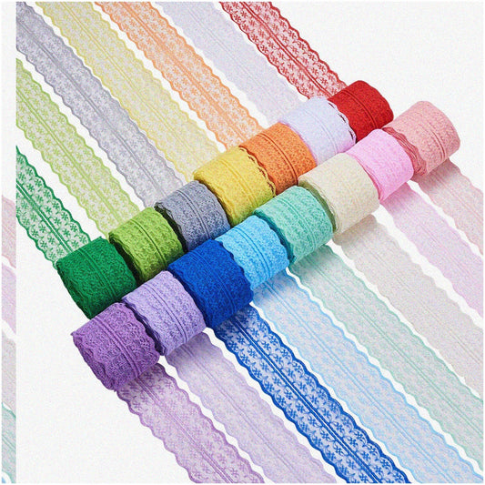 15 Rolls Floral Lace Ribbon Assorted Colors 1-3/4" x 11 Yards