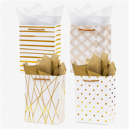 Medium Size Gift Bags with Handles 4 Pack