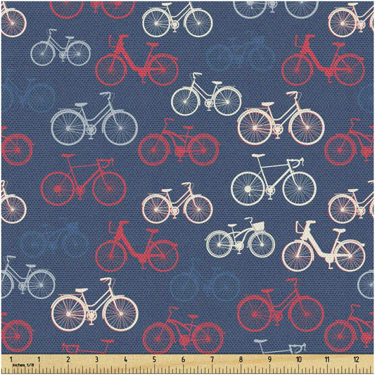 Retro Blue City Ride Fabric, 3 Yards