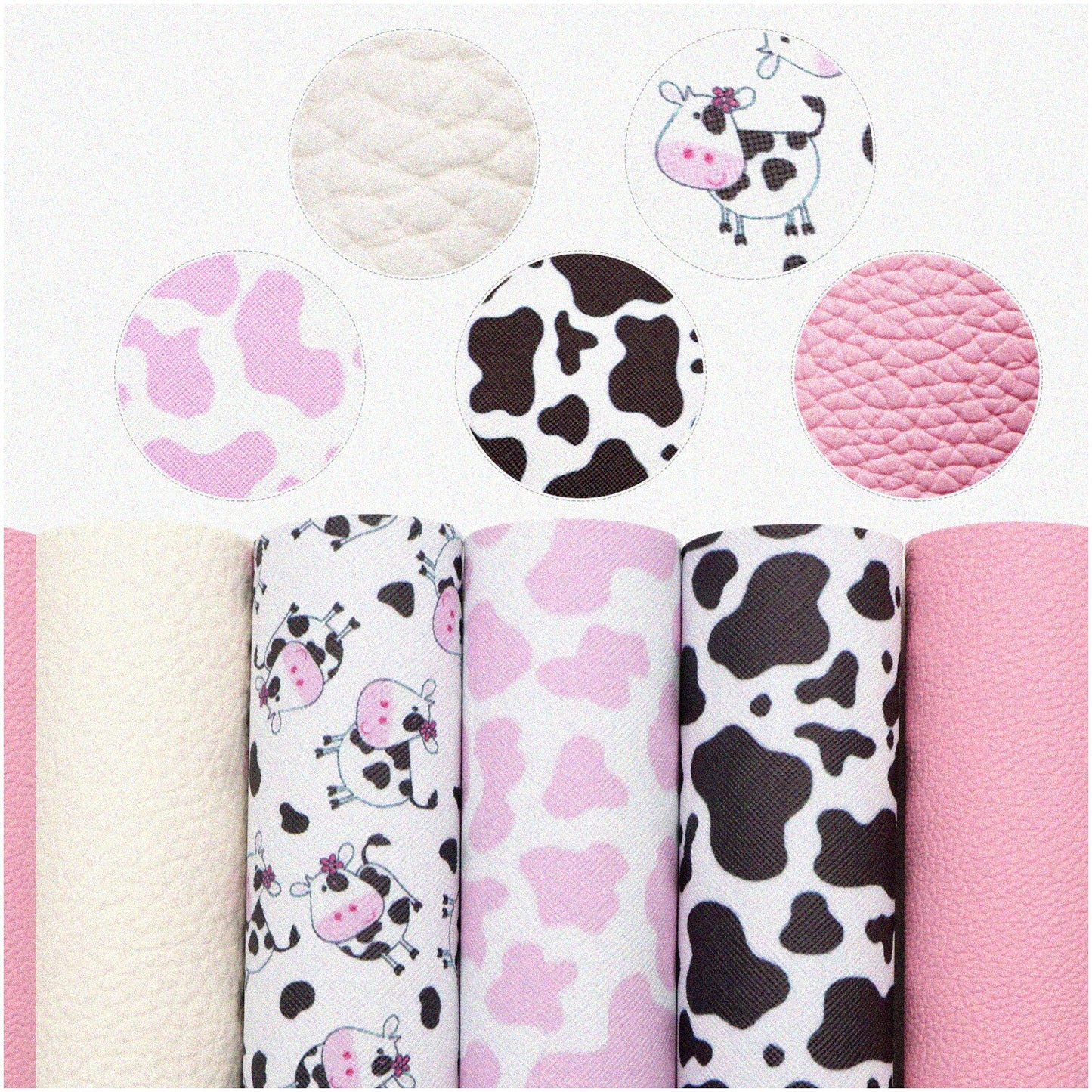 CowPrintCrafts Assorted 5 PCS Lychee Grain Synthetic Leather Sheets