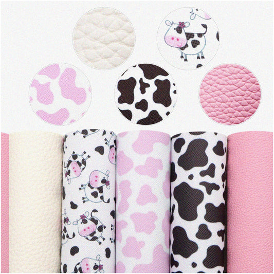 CowPrintCrafts Assorted 5 PCS Lychee Grain Synthetic Leather Sheets