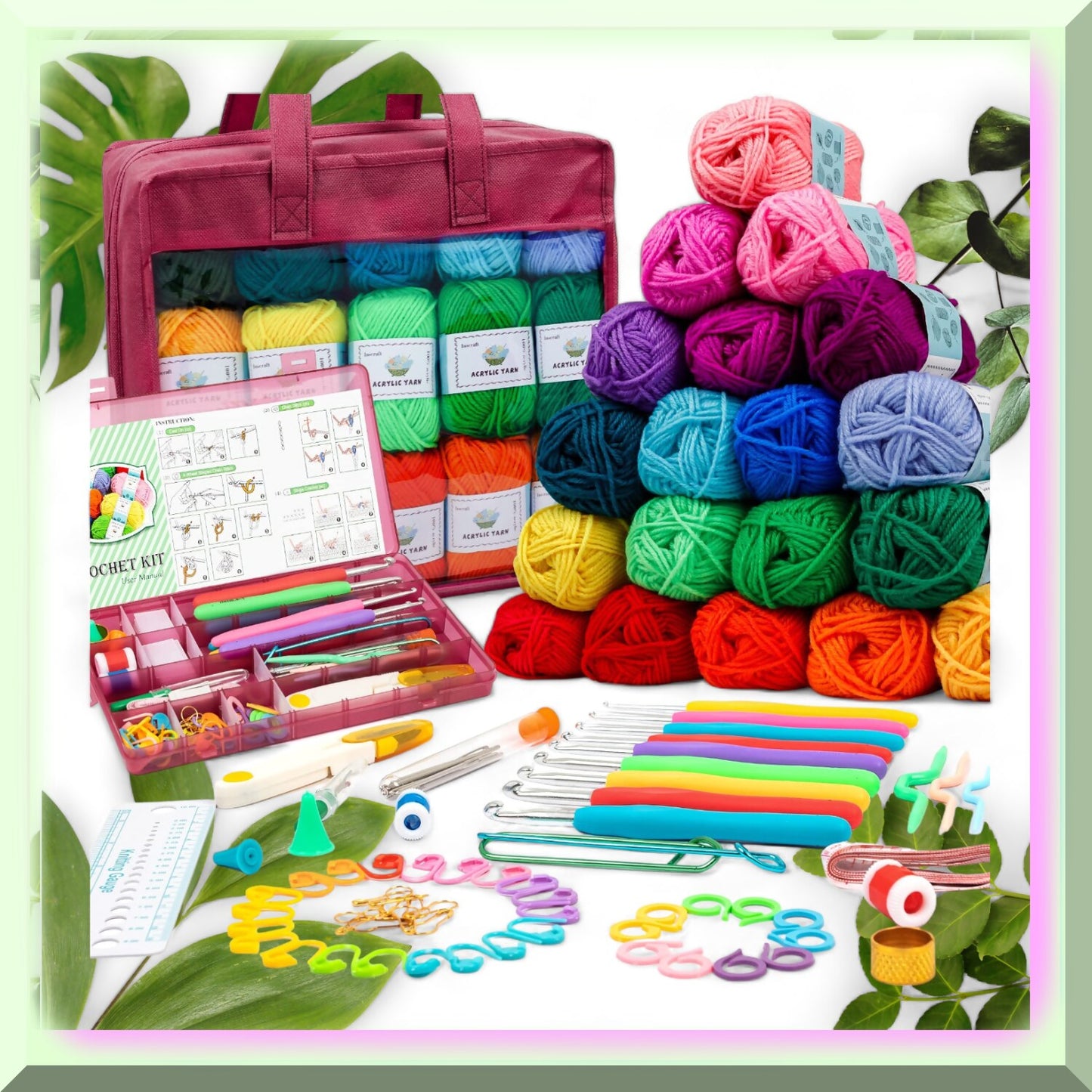 Amigurumi Crochet Yarn Kit 1650 Yards 30 Colors