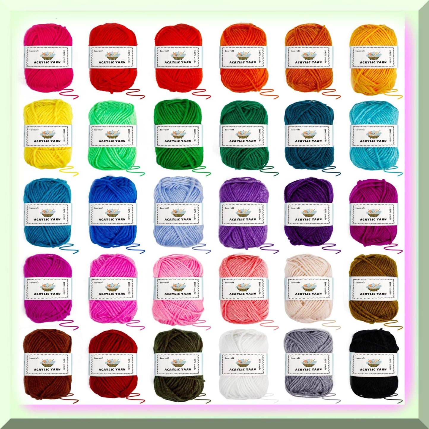 Amigurumi Crochet Yarn Kit 1650 Yards 30 Colors