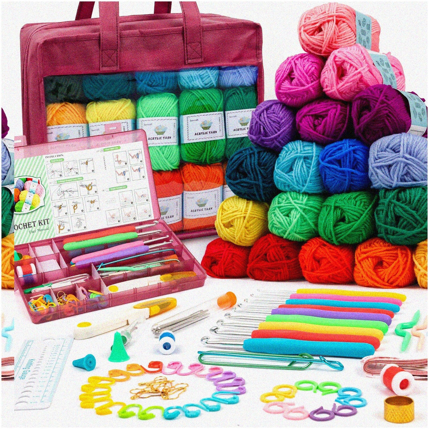 Amigurumi Crochet Yarn Kit 1650 Yards 30 Colors