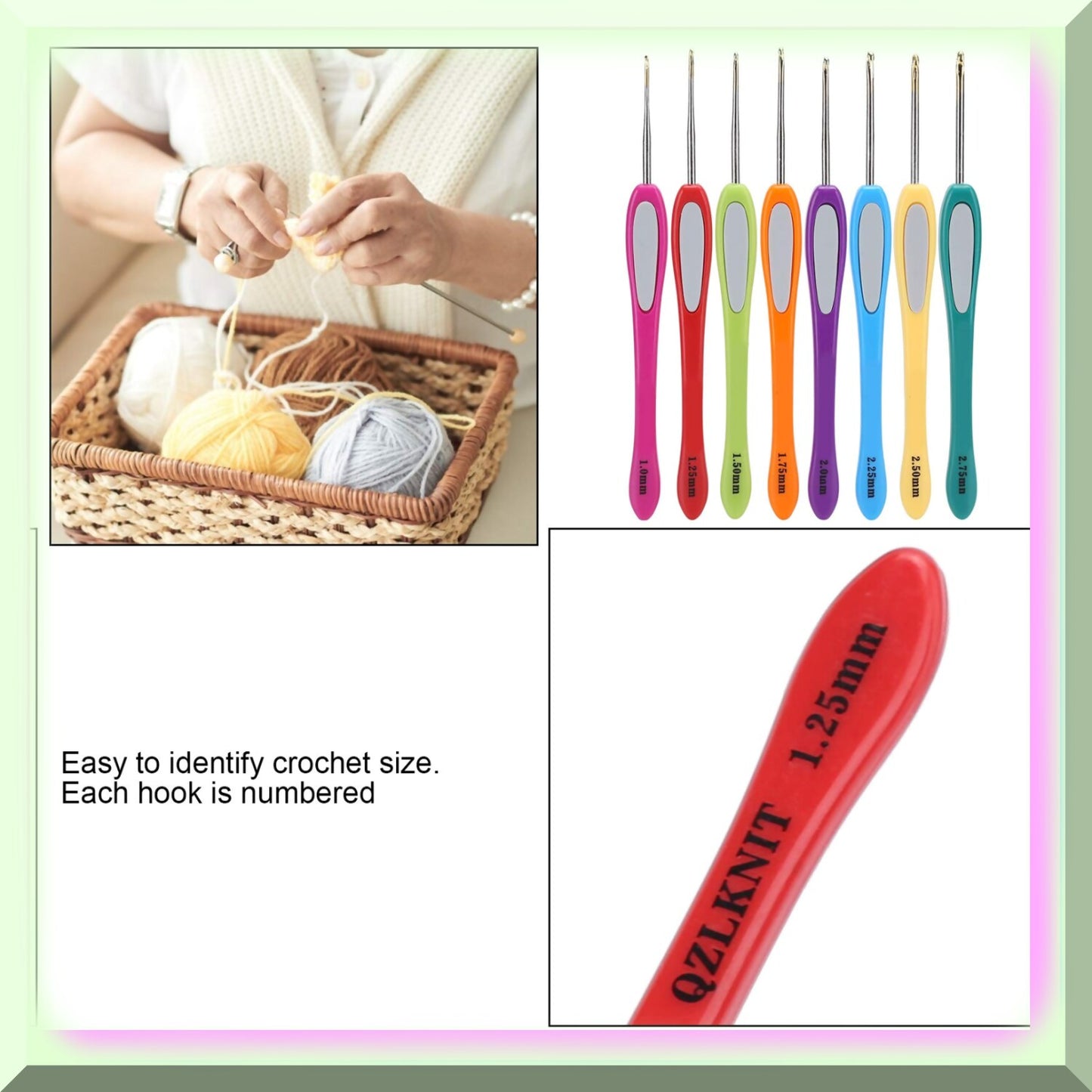 Ergonomic Crochet Hooks Set 8 Pieces Aluminum ABS