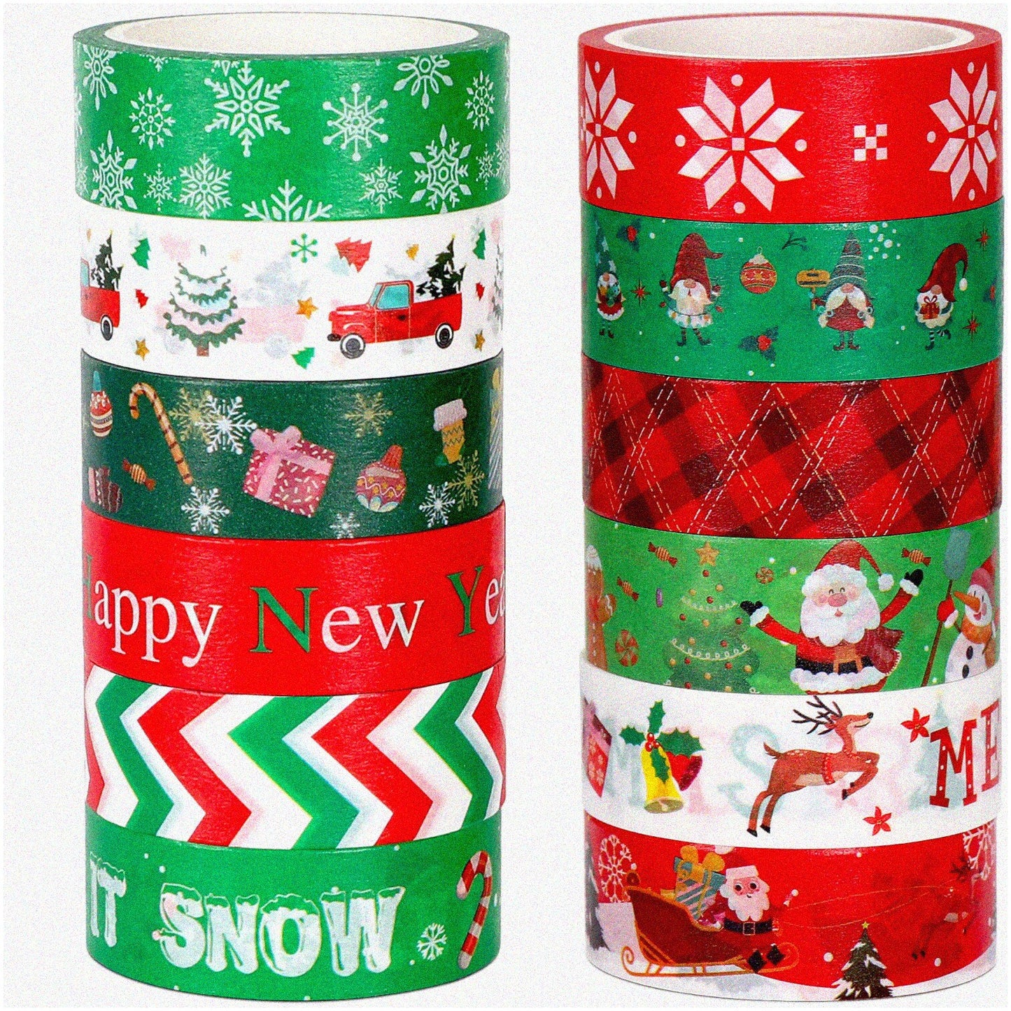 12 Rolls of 15mm Wide Holiday Washi Tapes