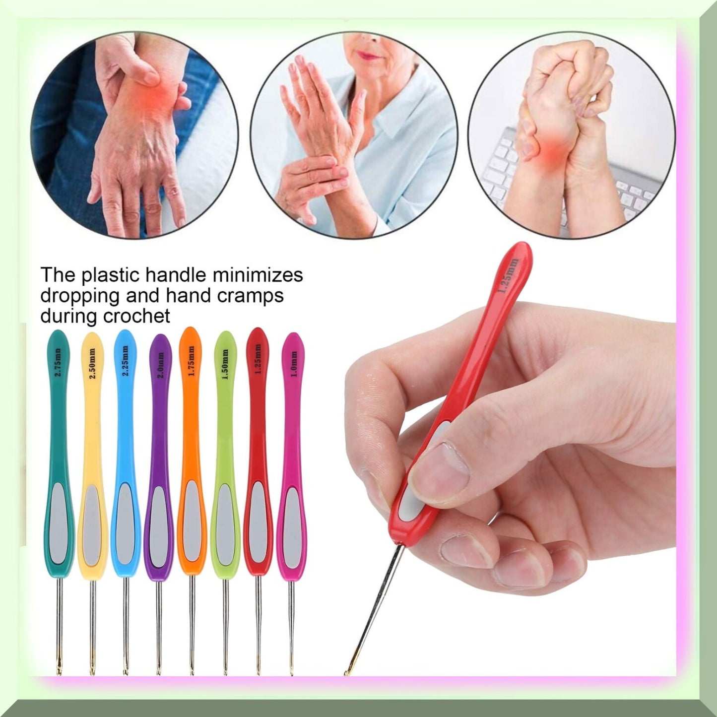 Colorful Crochet Hook Set 8 Sizes Aluminum ABS
