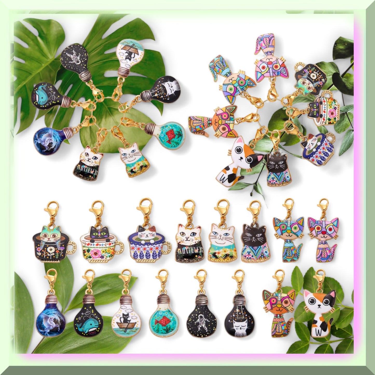 Enamel Cat Stitch Marker Set 16Pcs for Knitting, Crochet