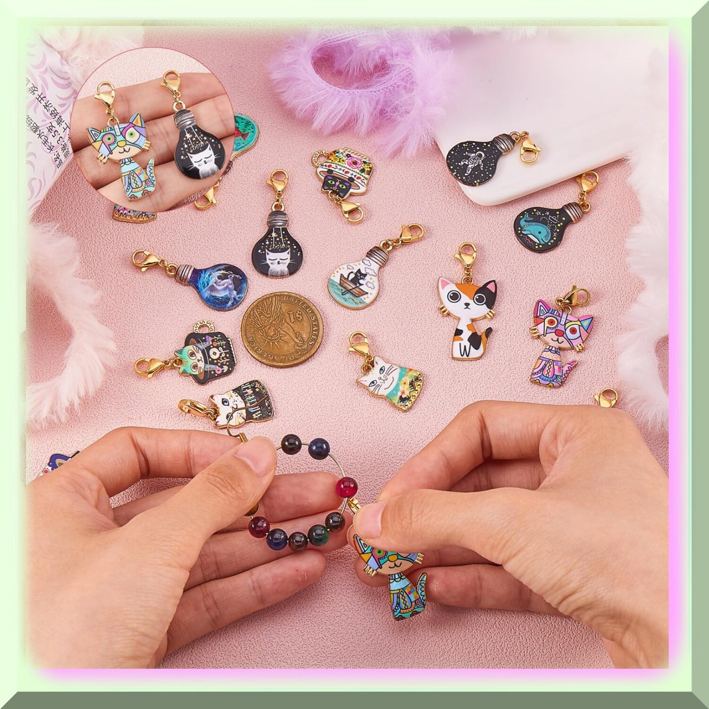Enamel Cat Stitch Marker Set 16Pcs for Knitting, Crochet