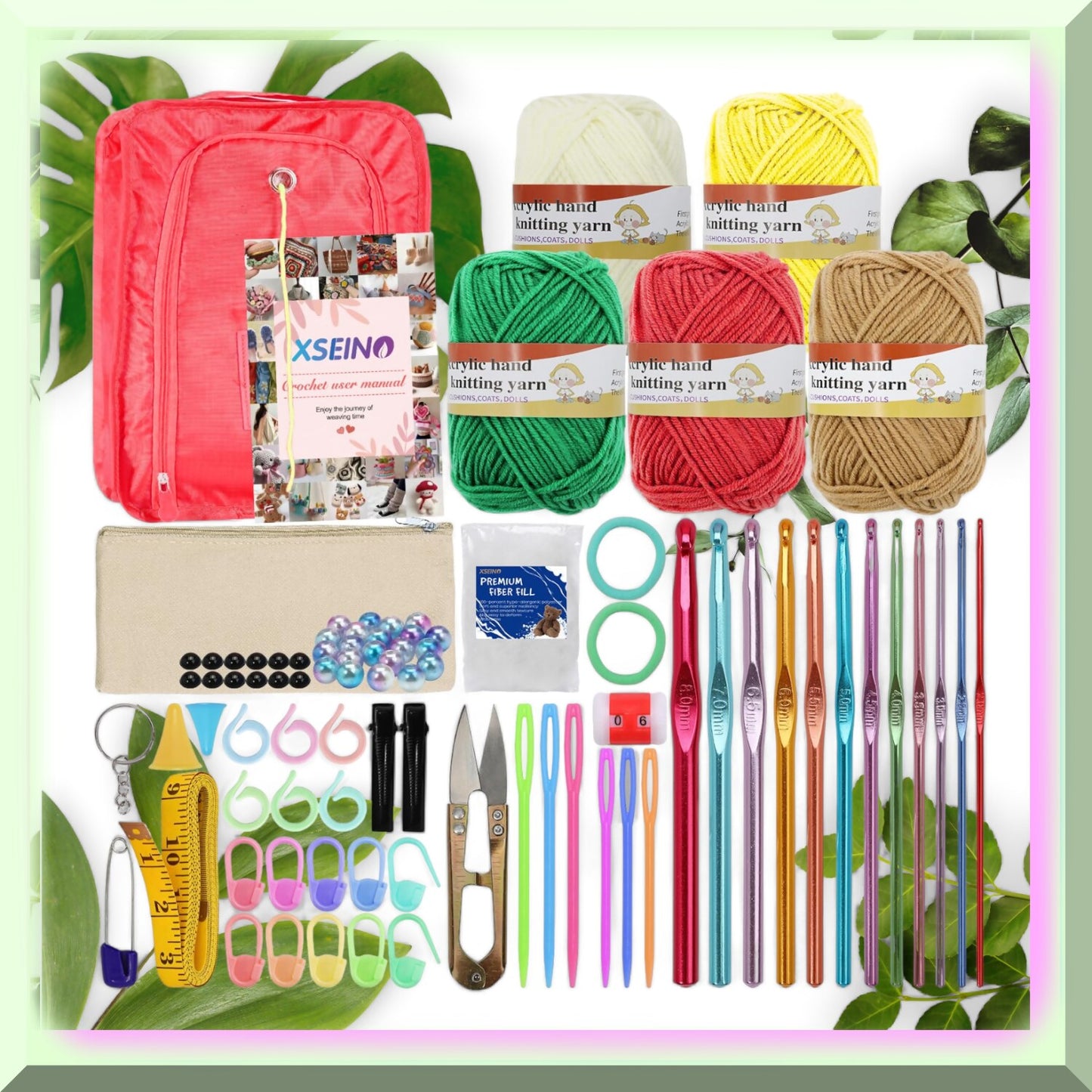 Crochet Starter Pack with 5 Yarn Balls and Hooks