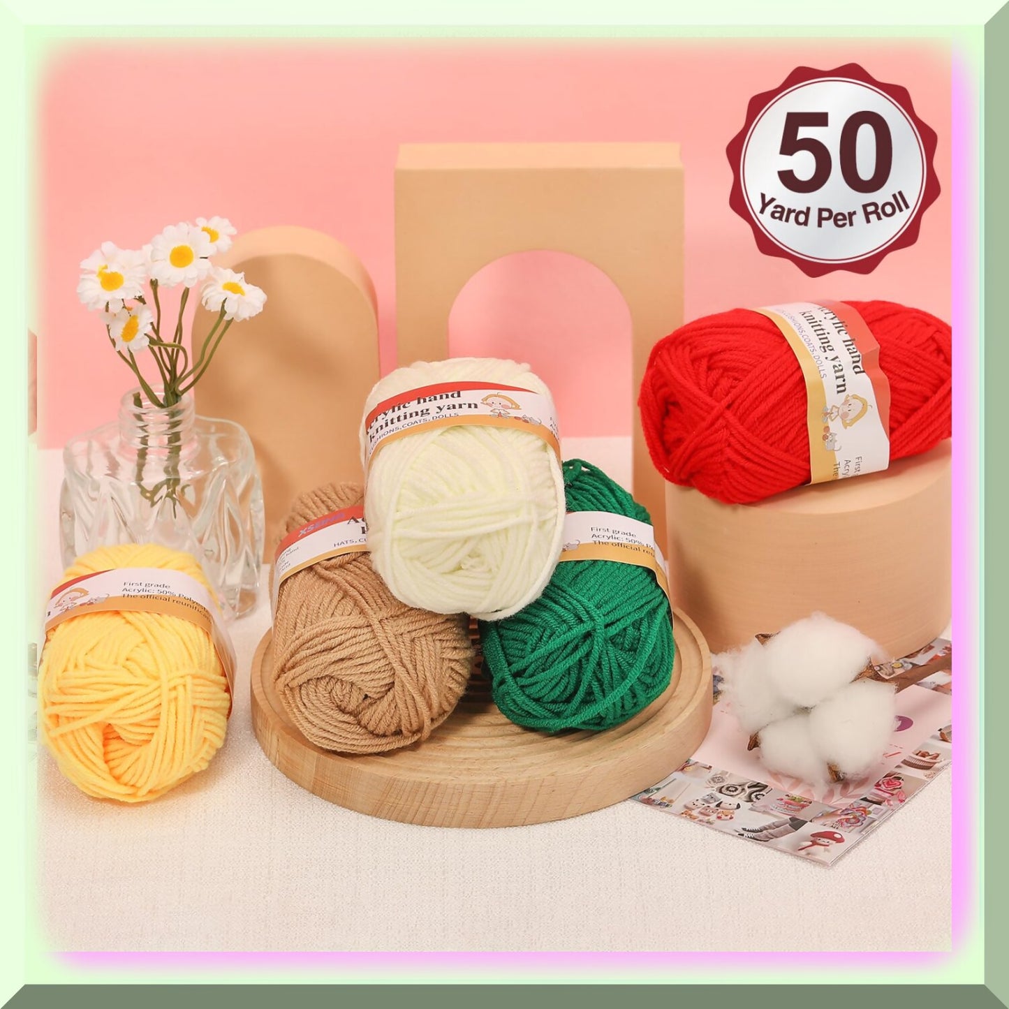 Crochet Starter Pack with 5 Yarn Balls and Hooks