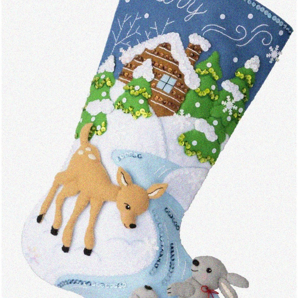 Snowy Retreat Felt Applique Stocking Making Kit 18"