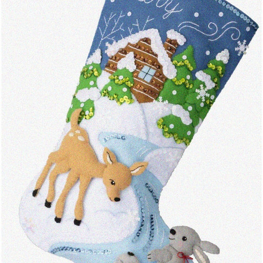 Snowy Retreat Felt Applique Stocking Making Kit 18"