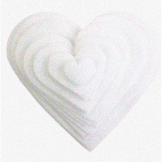 24 White Felt Hearts Multi-Size Pack