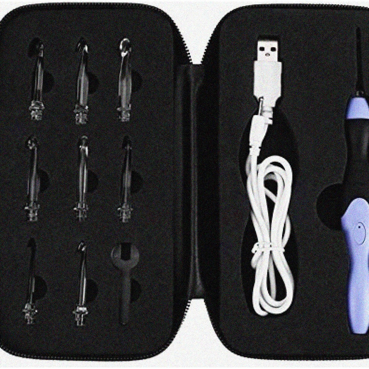 Illuminated Crochet Kit with 9 Tips, Purple Handle, Black Bag