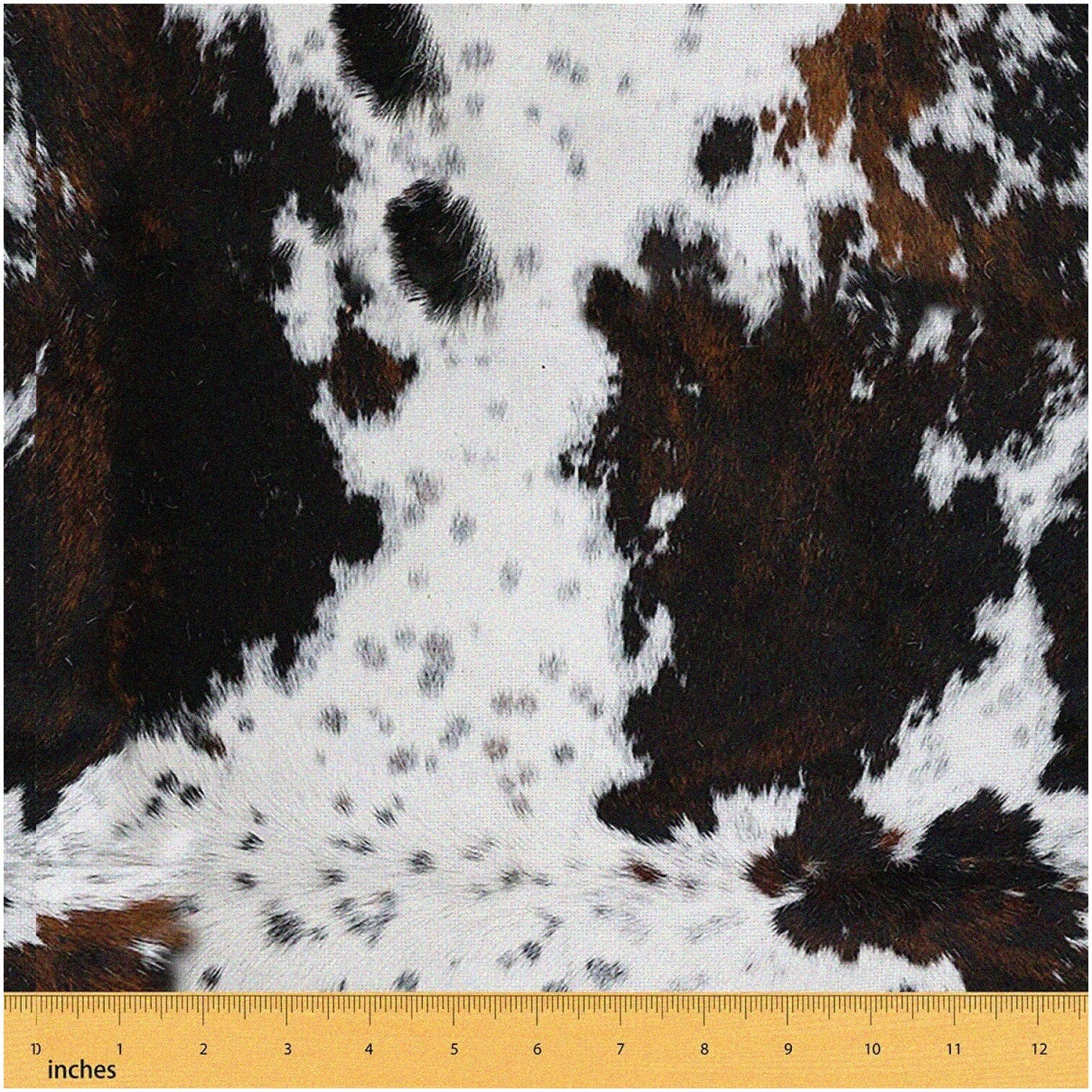 Cowhide Abstract Animal Rustic Fabric 2 Yards Black and White
