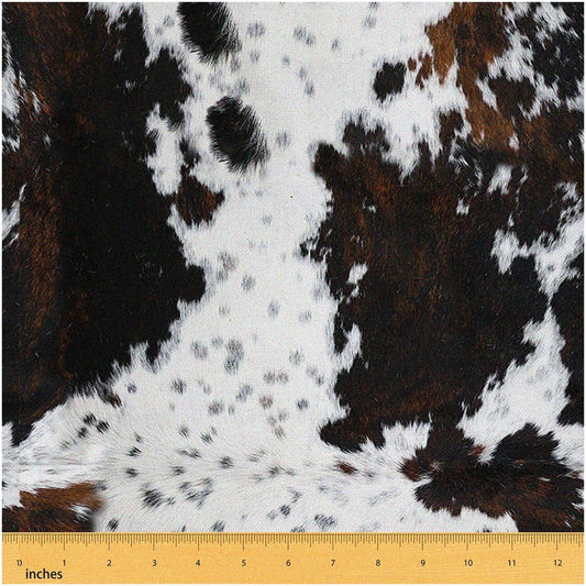 Cowhide Abstract Animal Rustic Fabric 2 Yards Black and White