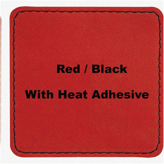 LaserLeather Square Patches 100 Pack Red Black 2.5"