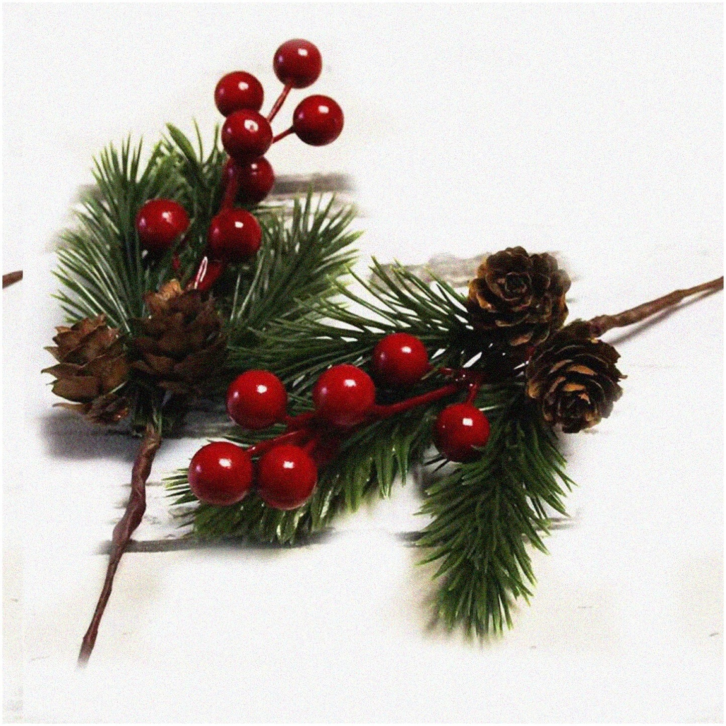 Berry Pine Wreath Picks - 10 Pack Artificial Holiday Decor