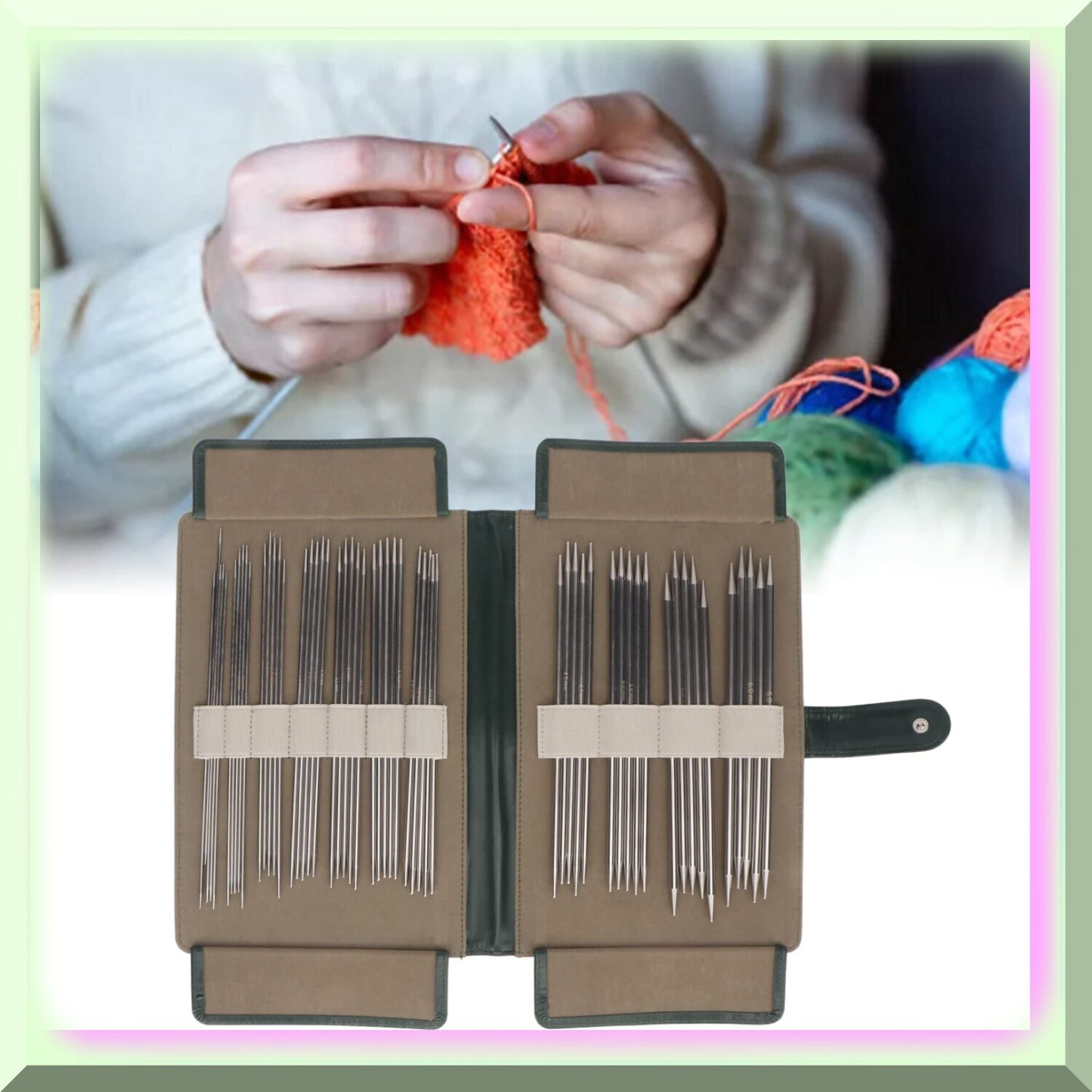 55Pcs Metal Knitting Needles Kit for Small Projects and Beginners