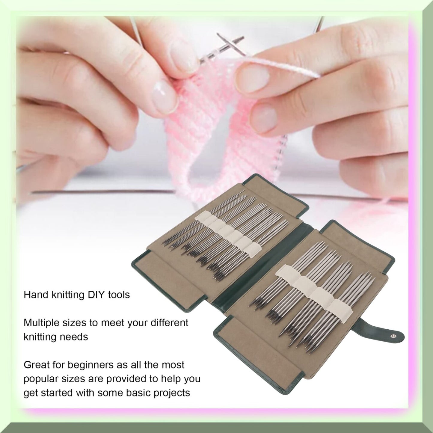 55Pcs Metal Knitting Needles Kit for Small Projects and Beginners
