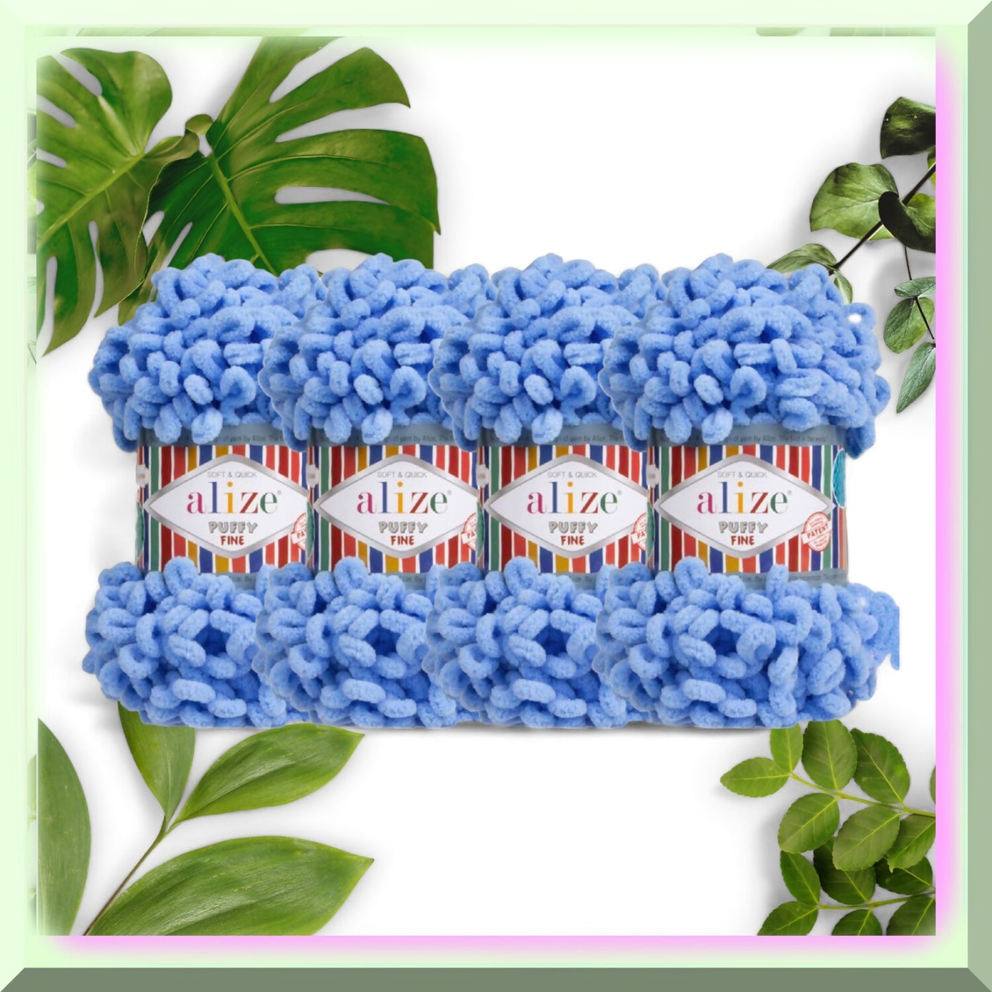 Baby Blanket Yarn, Blue, 4 Skeins, 400g, 64yds
