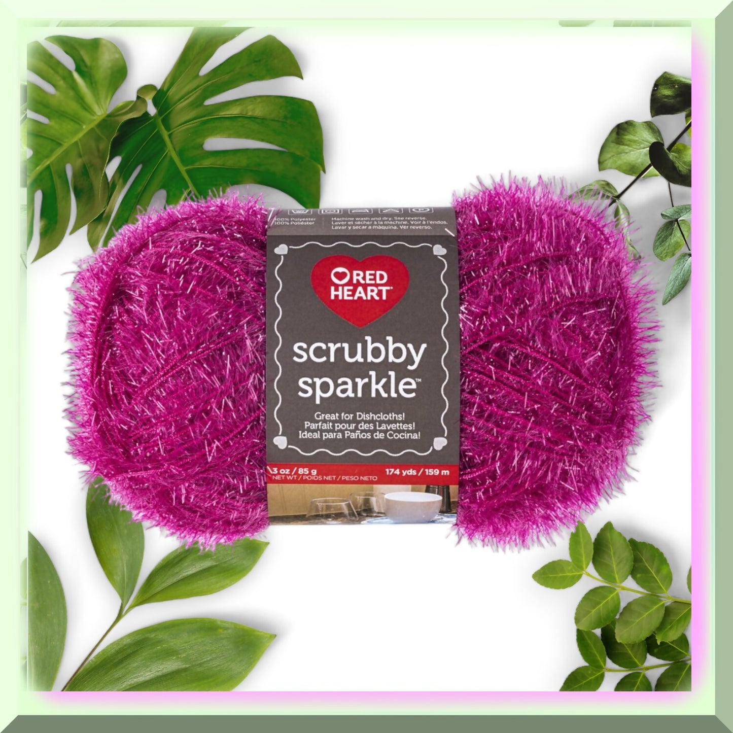 Watermelon Whirl Scrubby Sparkle Yarn, Acrylic, Multicolor