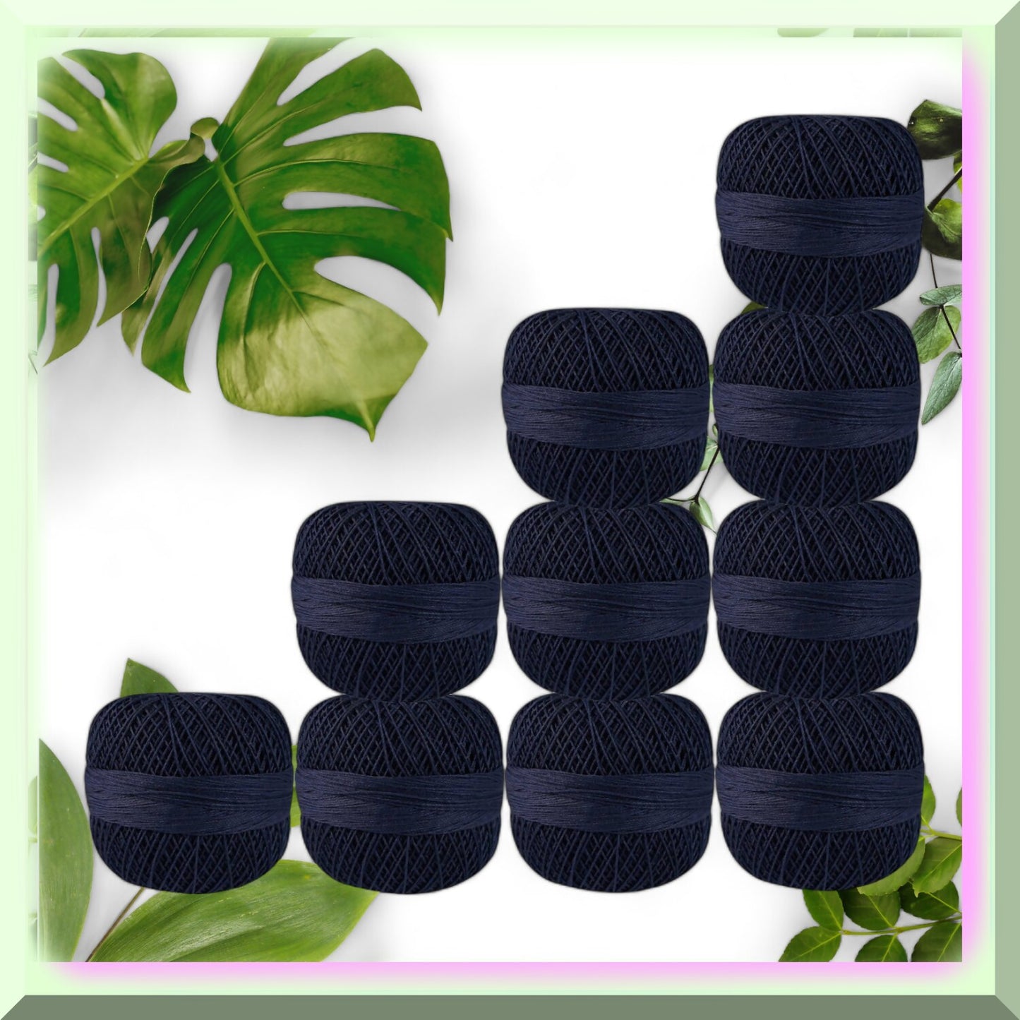 Blueberry Threads 10-Piece Dark Blue Cotton Crochet Thread Set