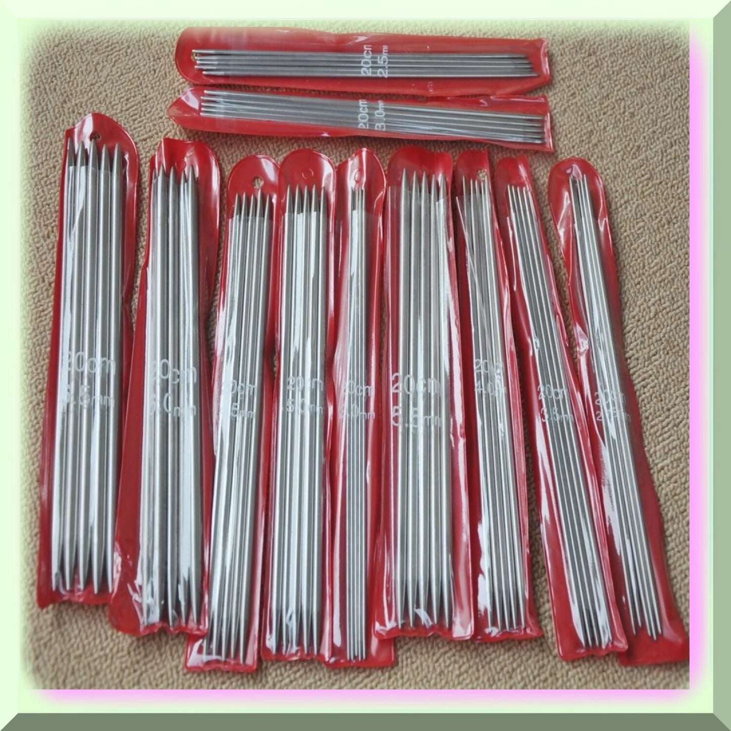 Stainless Steel Knitting Needles Set 11 Sizes 20cm