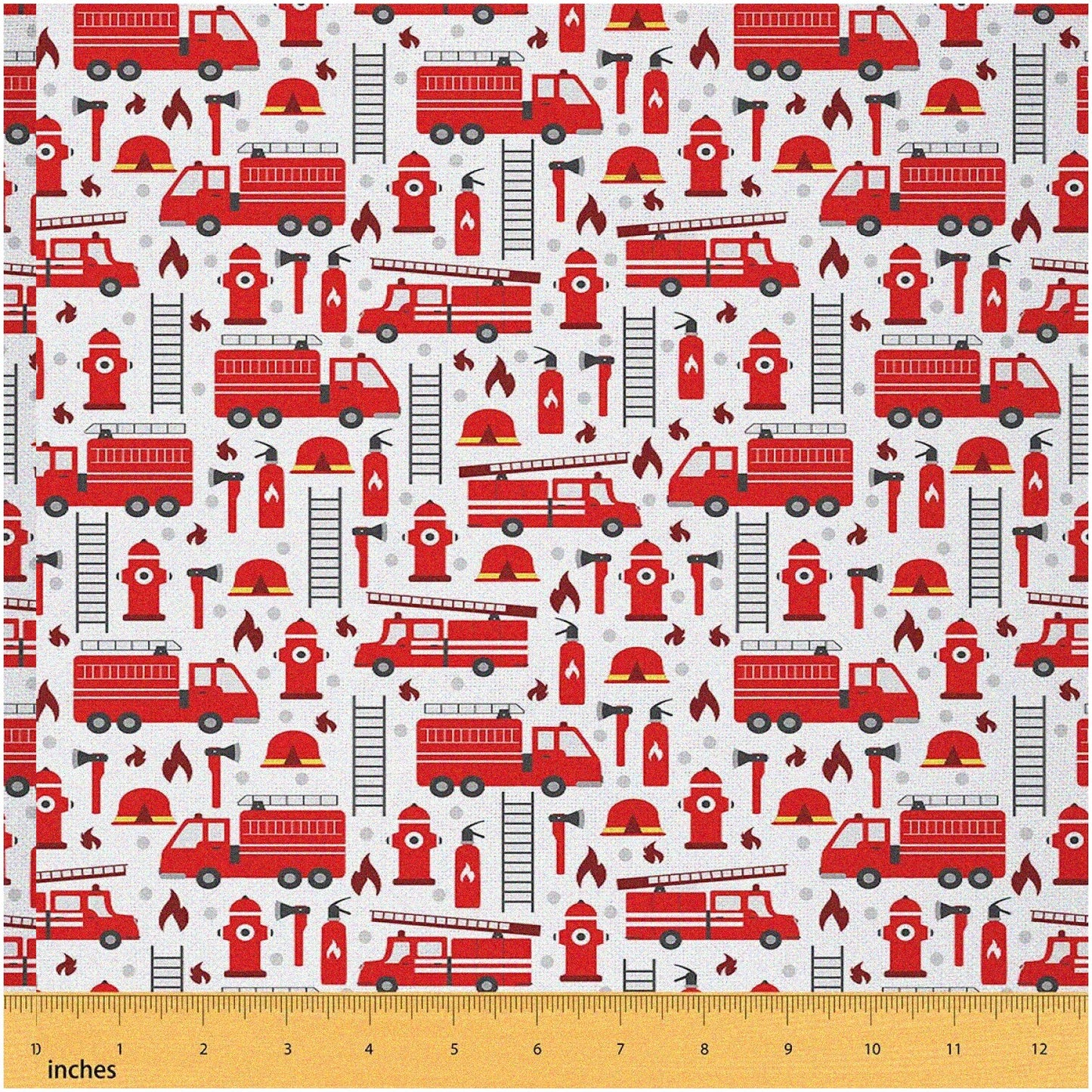 Firefighter Fabric Red Truck 2 Yards Upholstery