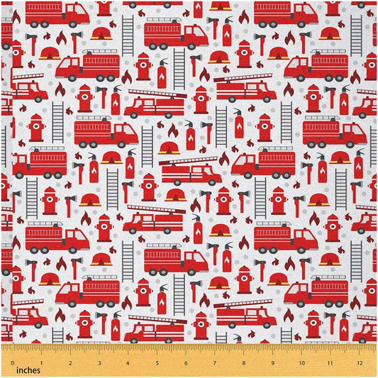 Firefighter Fabric Red Truck 2 Yards Upholstery