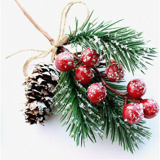 Winter Wonderland Berry Branches - 8 PCS Artificial Pine Cones Holly