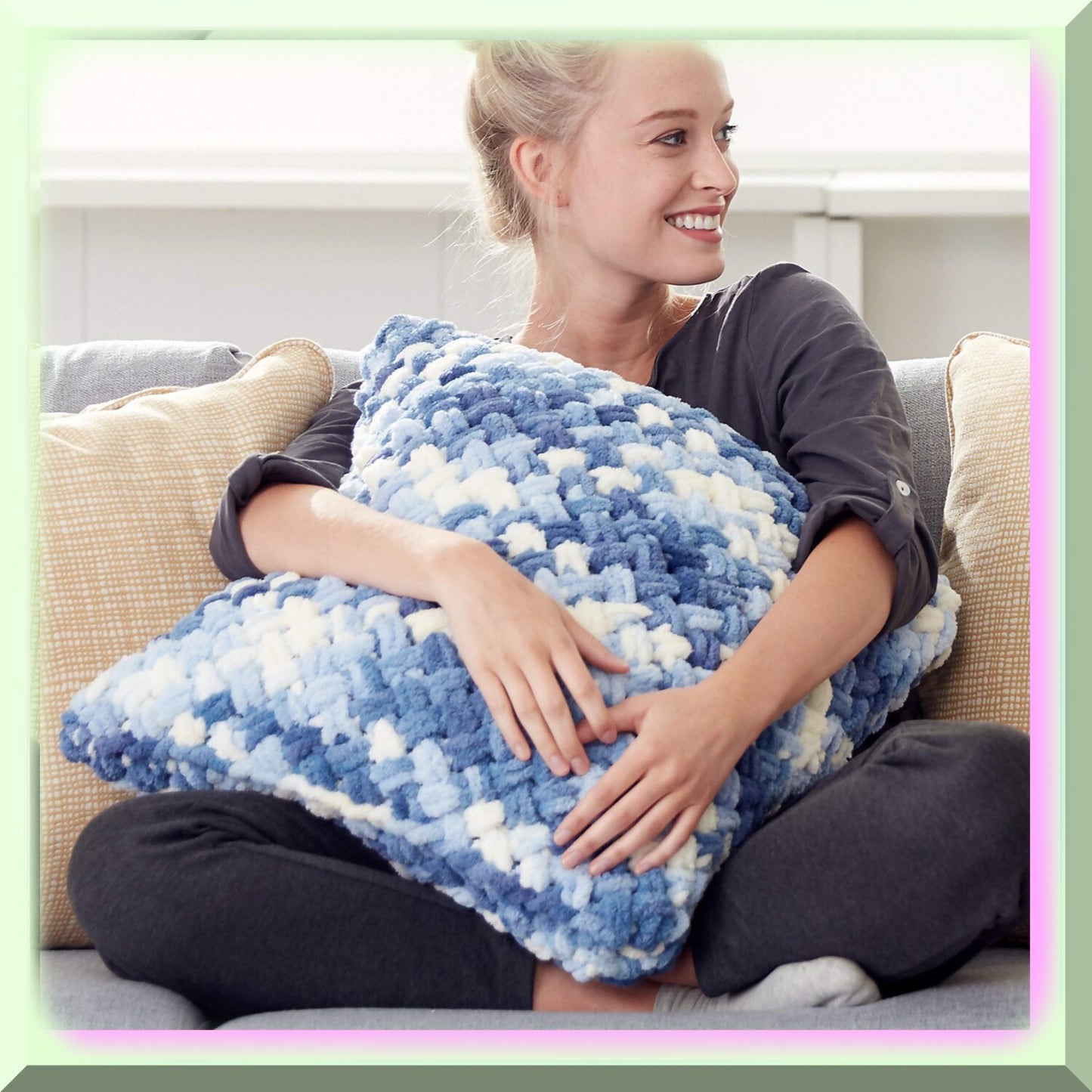 Denim Bliss Blanket Yarn, Microfiber Chenille, 100% Polyester