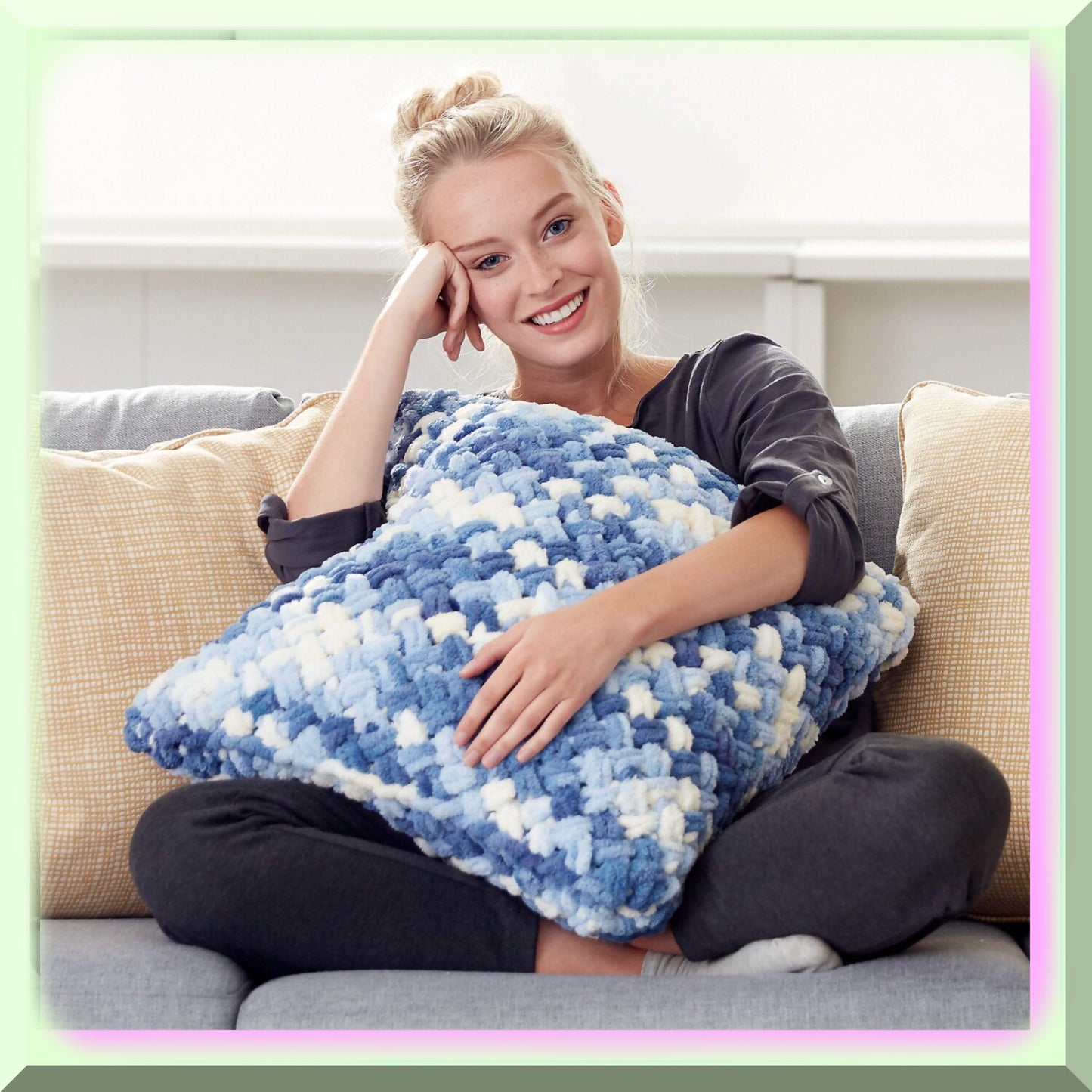 Denim Bliss Blanket Yarn, Microfiber Chenille, 100% Polyester