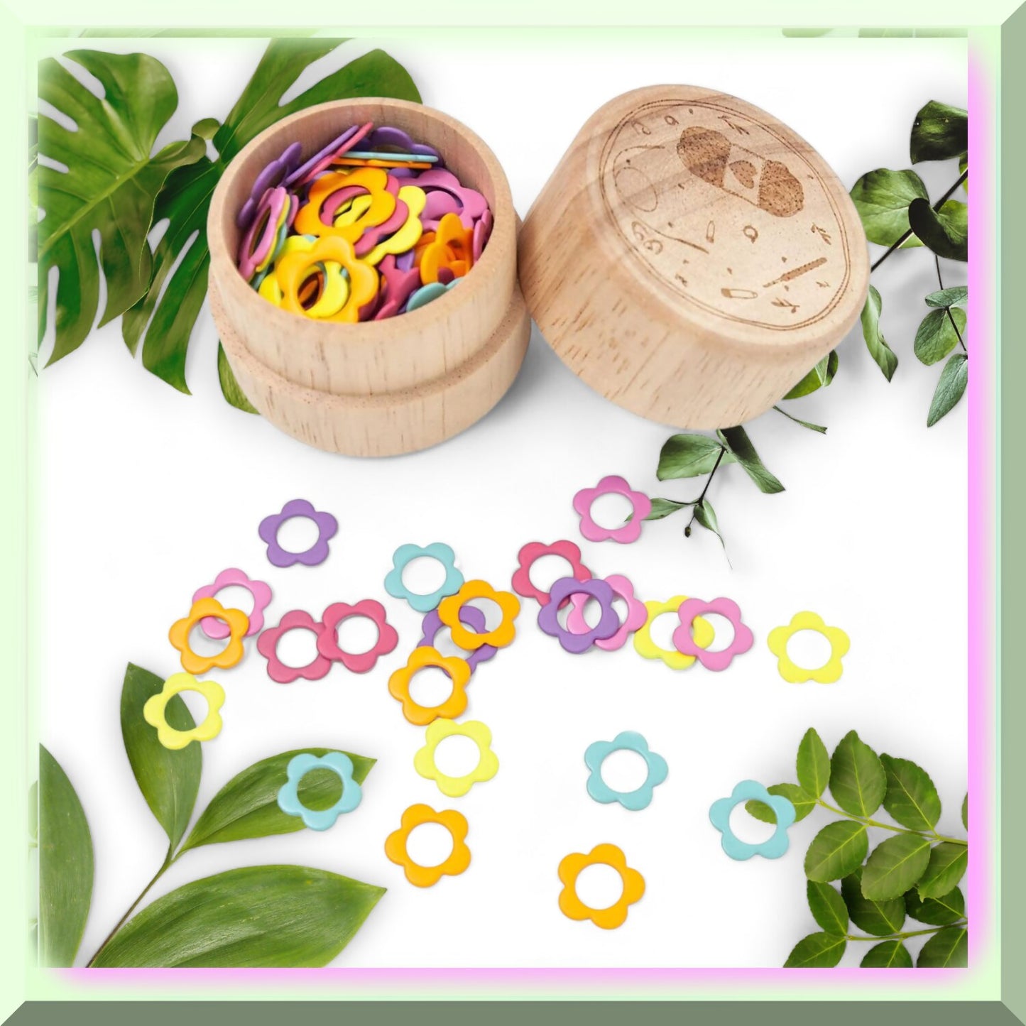 Floral Locking Stitch Markers Set 60PCS Multicolor
