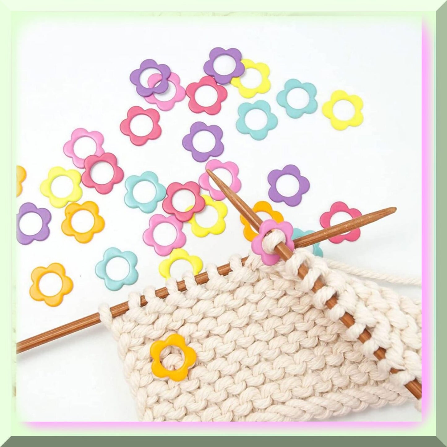 Floral Locking Stitch Markers Set 60PCS Multicolor