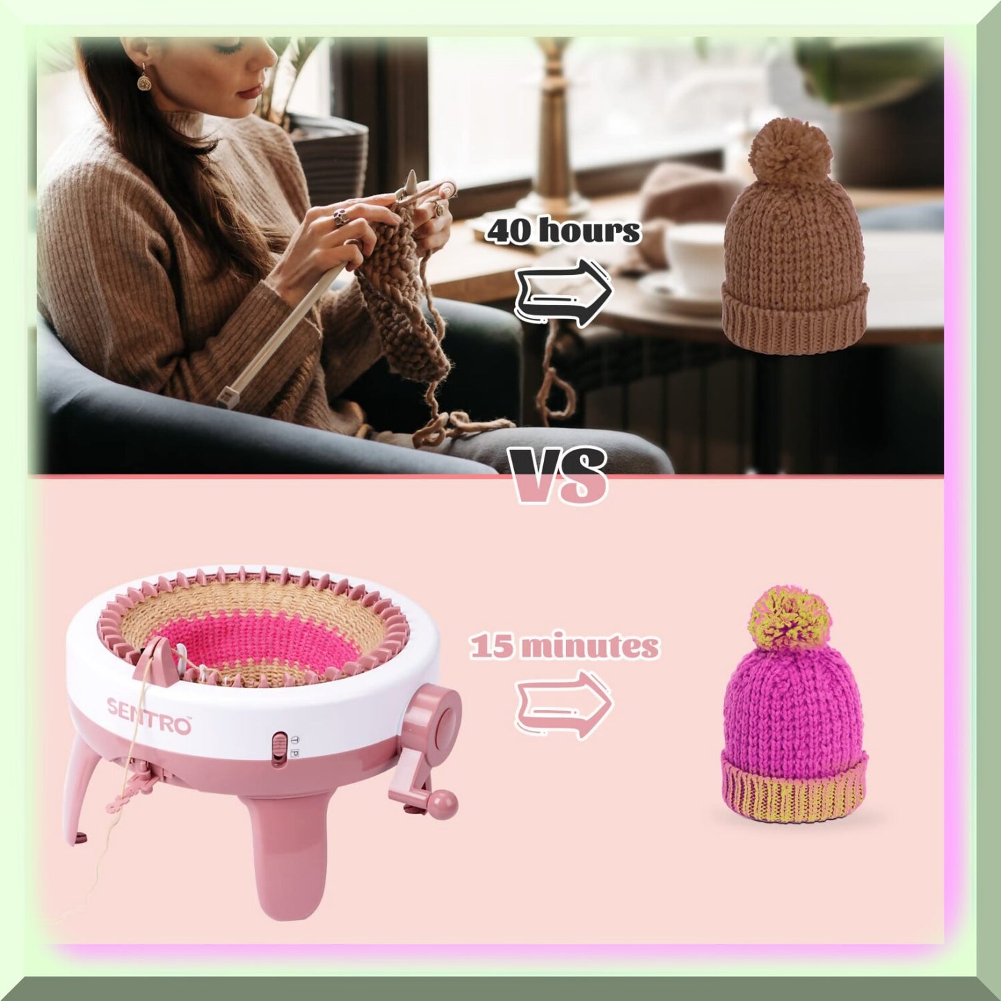 DIY Knitting Machine 40 Needles with Rotating Board