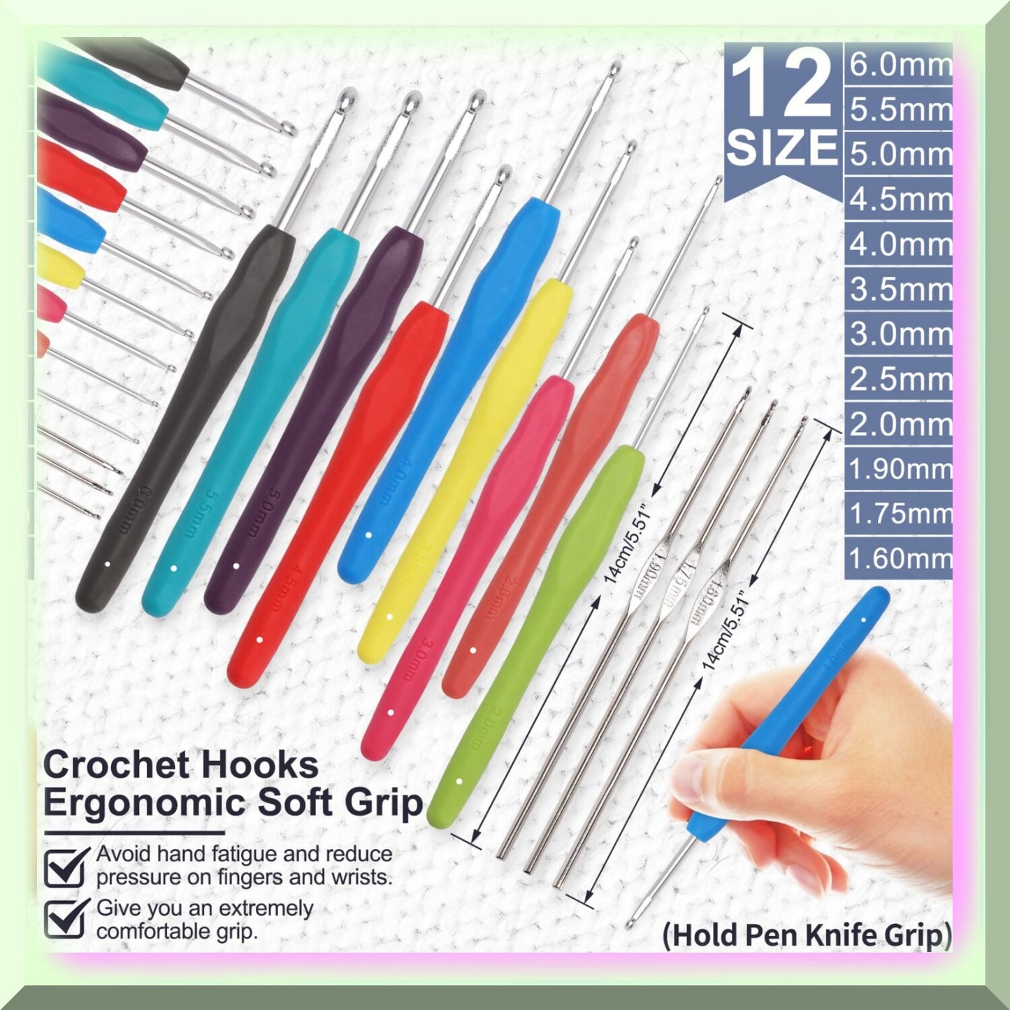 Crochet Kit with Yarn, Hooks, Accessories, 12 Balls