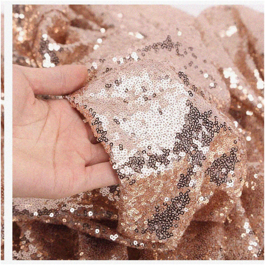 Champagne Gold Sequin Fabric 1 Yard Mesh and Lace