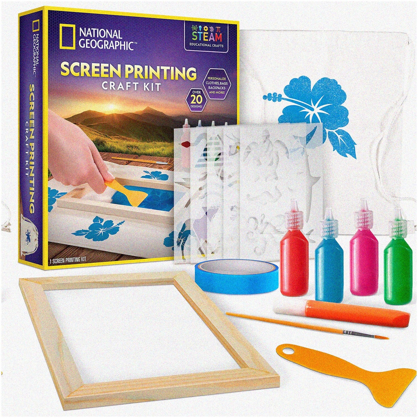Kids Silk Screen Printing Kit with Drawstring Bag