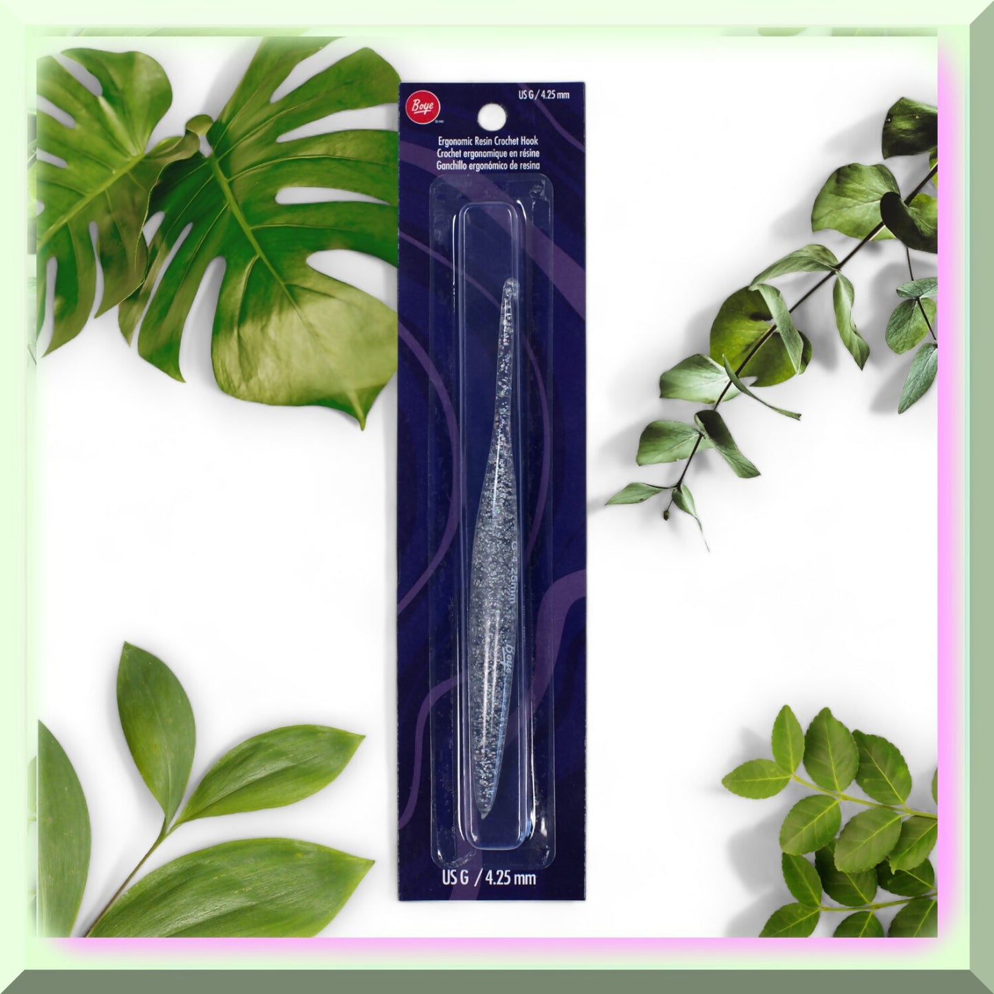 SparkleGrip Resin Crochet Hook 4.25mm Silver Glitter