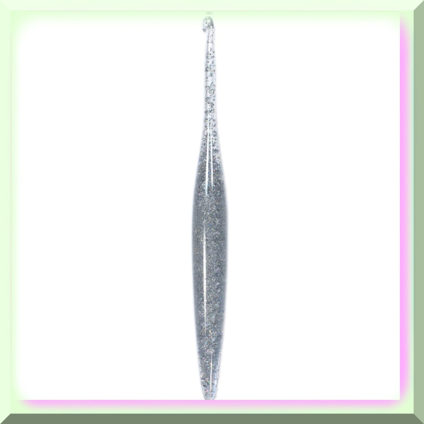 SparkleGrip Resin Crochet Hook 4.25mm Silver Glitter