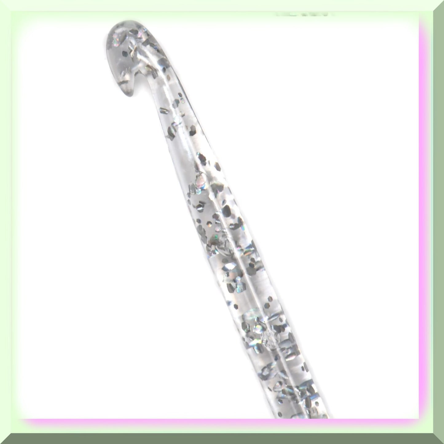 SparkleGrip Resin Crochet Hook 4.25mm Silver Glitter