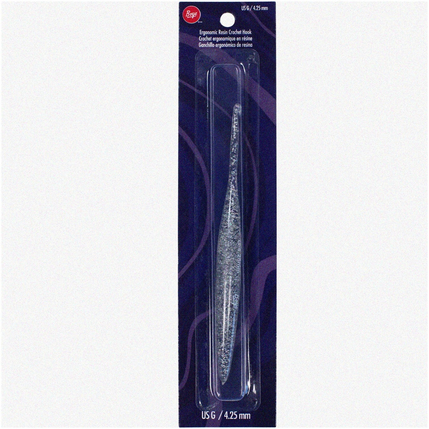 SparkleGrip Resin Crochet Hook 4.25mm Silver Glitter